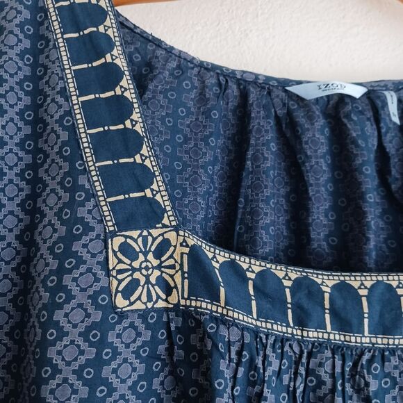 Izod short sleeve indigo yourneys blue printes blouse size 3X - Picture 5 of 8